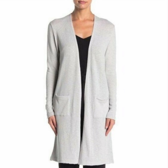 Abound Solid Knit Open Front Long Sleeves Longline Cardigan Sweater With pockets - Picture 1 of 11